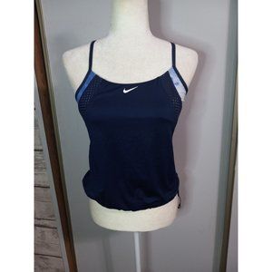 Nike Small Blue Earth Dye Layered Tankini Athleisure Active Travel Swim Top